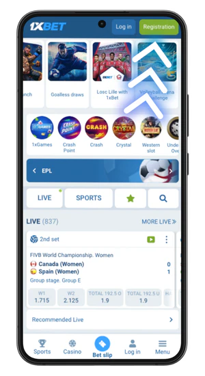 1xbet register button