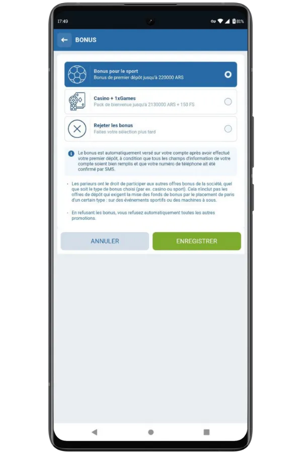 bonus de bienvenue 1xBet