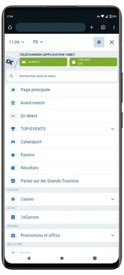 Téléchargement application 1xBet